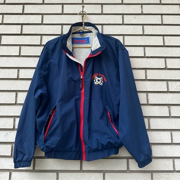 Vintage Dunbrooke Sport Castaway Yacht Club Sailing Jacket Blue Red Medium - Picture 1 of 13